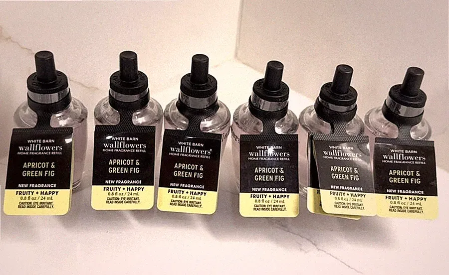 6 Bath & Body Works Wallflower Home Fragrance Refill Bulb APRICOT & GREEN FIG
