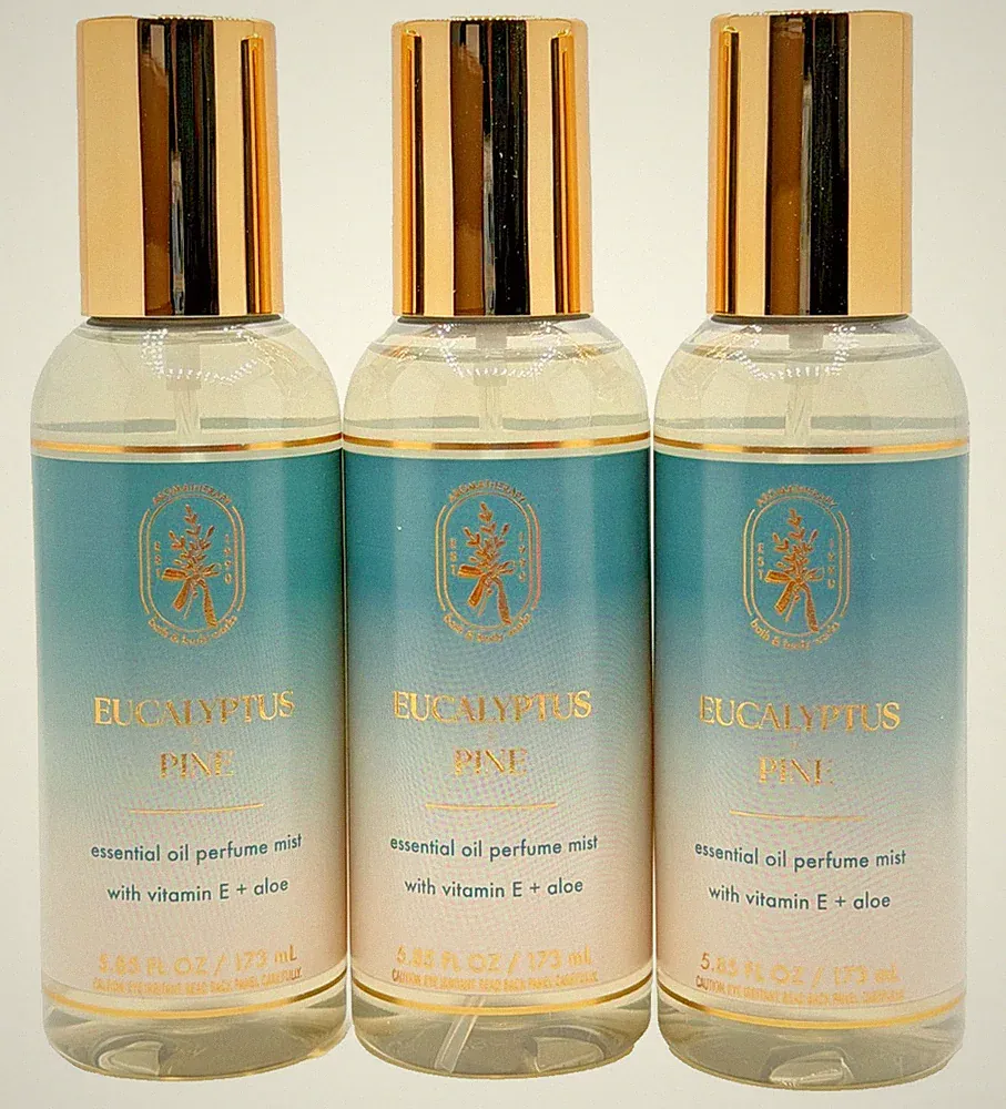 NEW Bath & Body Works Lot of 3 Bottles Eucalyptus Pine Oil Perfume Mist 5.85